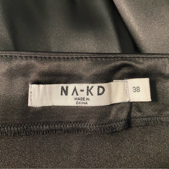 Na-kd Satin Boho Festival Rock Office Minimalist Gothic Midi Skirt Black 38 8 M - Picture 7 of 9